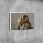 Thinking Chimpanzee Canvas Wall Art – Funny Animal Portrait Print for Modern Living Room Decor