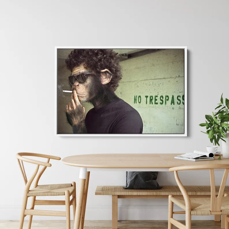 Cool Monkey Smoking Canvas Wall Art – Funny Retro Animal Print for Modern Home, Bar, and Office Decor