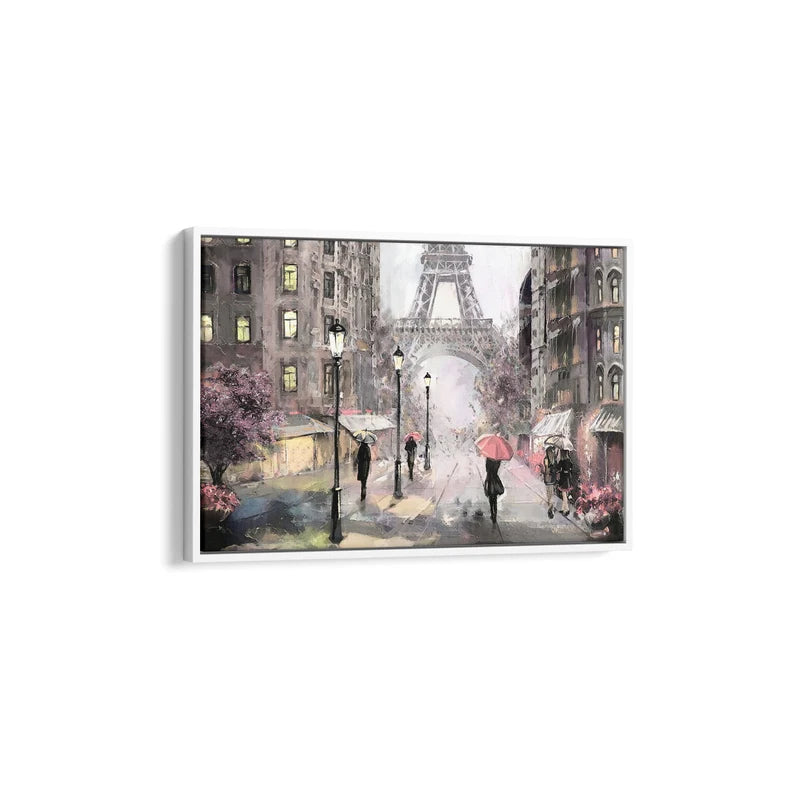 Eiffel Tower Paris Oil Painting Canvas Art | Romantic Rainy Street Scene Print