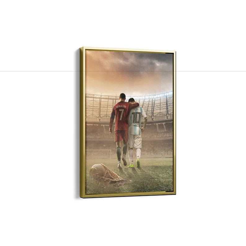 Ronaldo and Messi Canvas Wall Art | Football Legends Soccer Poster Print