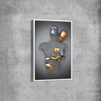 Abstract Metallic Couple Canvas Wall Art – Modern Love Sculpture Print for Contemporary Home Decor