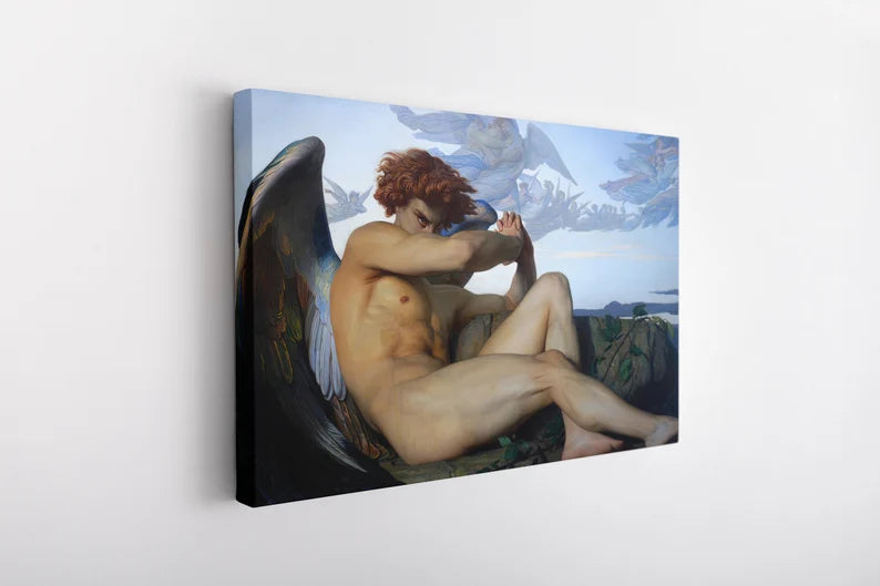 Fallen Angel Canvas Wall Art – Classic Mythological Painting Print by Alexandre Cabanel for Elegant Home Decor
