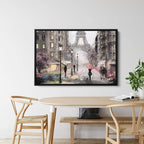 Eiffel Tower Paris Oil Painting Canvas Art | Romantic Rainy Street Scene Print