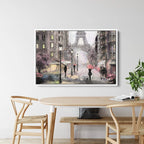 Eiffel Tower Paris Oil Painting Canvas Art | Romantic Rainy Street Scene Print