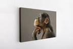 Thinking Chimpanzee Canvas Wall Art – Funny Animal Portrait Print for Modern Living Room Decor