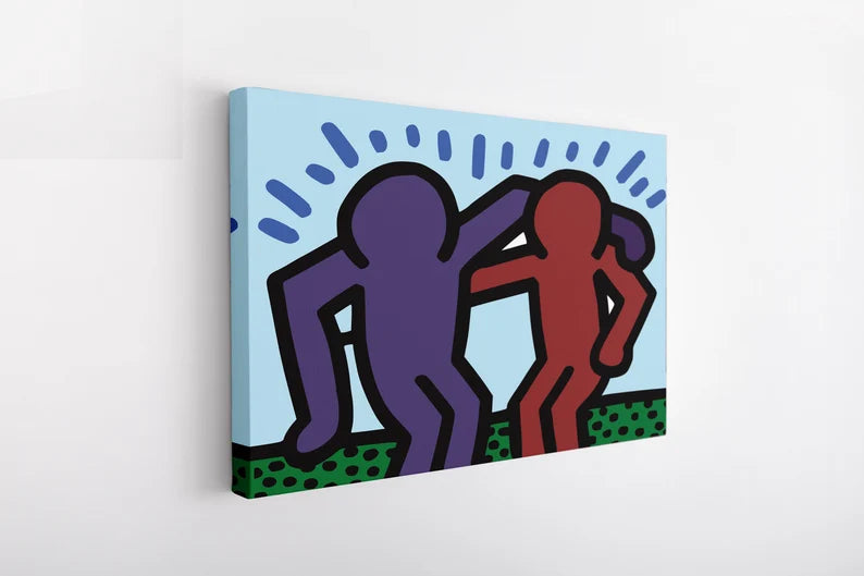 Colorful Pop Art Dancing Figures Canvas Wall Art – Abstract Modern Poster Print for Living Room Decor