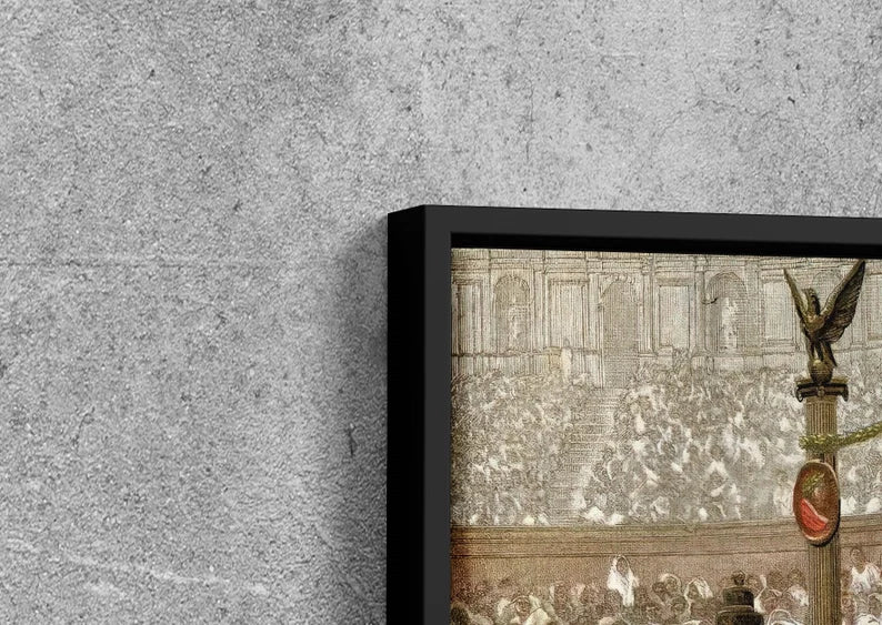 Roman Gladiator Arena Canvas Wall Art – Historical Battle Painting Print for Classic Home Decor