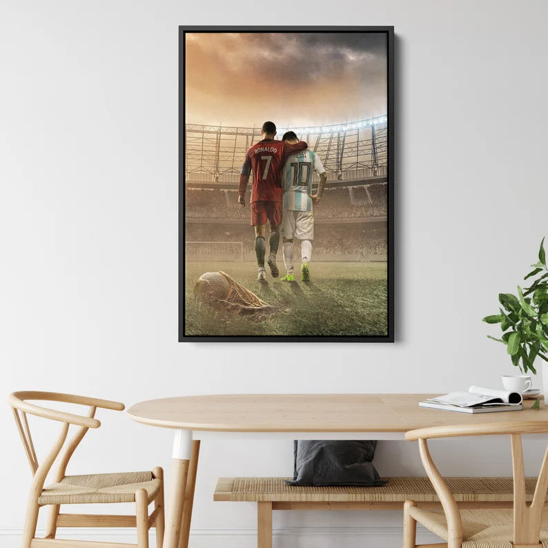 Ronaldo and Messi Canvas Wall Art | Football Legends Soccer Poster Print
