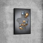 Abstract Metallic Couple Canvas Wall Art – Modern Love Sculpture Print for Contemporary Home Decor