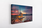 Istanbul Bosphorus Canvas Wall Art – Ortaköy Mosque Sunset Cityscape Print for Modern Home Decor