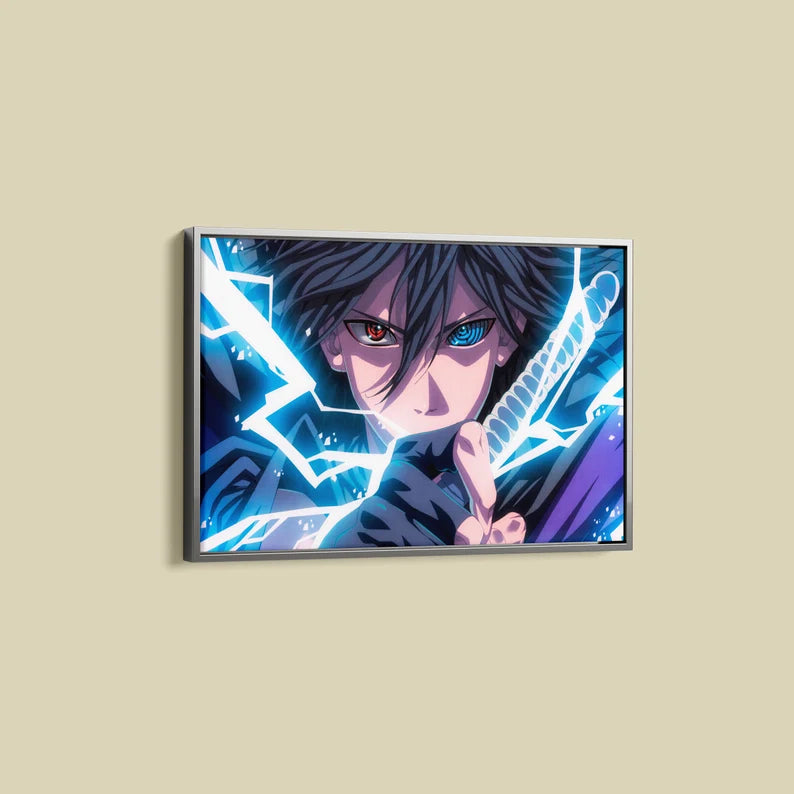 Anime Lightning Warrior Canvas Wall Art – Epic Japanese Manga Poster Print for Game Room and Home Decor