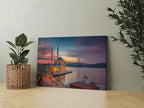 Istanbul Bosphorus Canvas Wall Art – Ortaköy Mosque Sunset Cityscape Print for Modern Home Decor