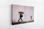 Banksy Style Canvas Art Print | Colorful Rain Street Graffiti Wall Decor