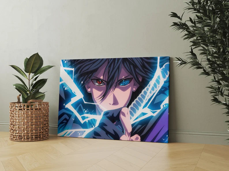 Anime Lightning Warrior Canvas Wall Art – Epic Japanese Manga Poster Print for Game Room and Home Decor