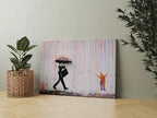 Banksy Style Canvas Art Print | Colorful Rain Street Graffiti Wall Decor