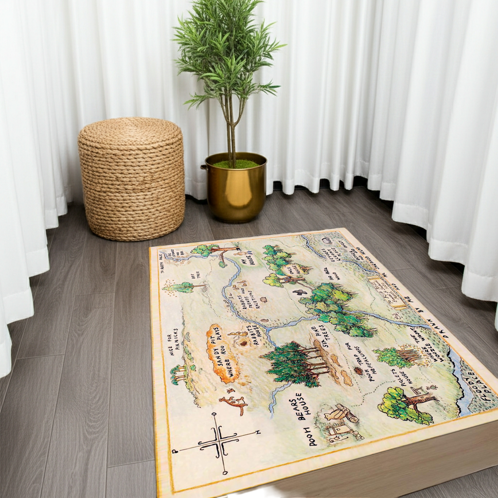Winnie The Pooh's Hundred Acre Wood Map Area Rug | Nursery & Kids Room Decor