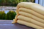Yellow Stonewashed Turkish Towel – Soft Cotton Peshtemal for Bath, Beach, or Spa
