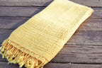 Yellow Stonewashed Turkish Towel – Soft Cotton Peshtemal for Bath, Beach, or Spa