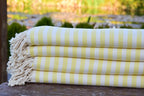 Yellow Striped Turkish Towel – 100% Cotton Hammam Towel, Lightweight Spa & Bath Towel, Personalized Bridesmaid Gift, Bachelorette Party Favor, Summer Home Decor
