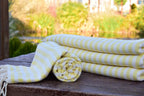 Yellow Striped Turkish Towel – 100% Cotton Hammam Towel, Lightweight Spa & Bath Towel, Personalized Bridesmaid Gift, Bachelorette Party Favor, Summer Home Decor