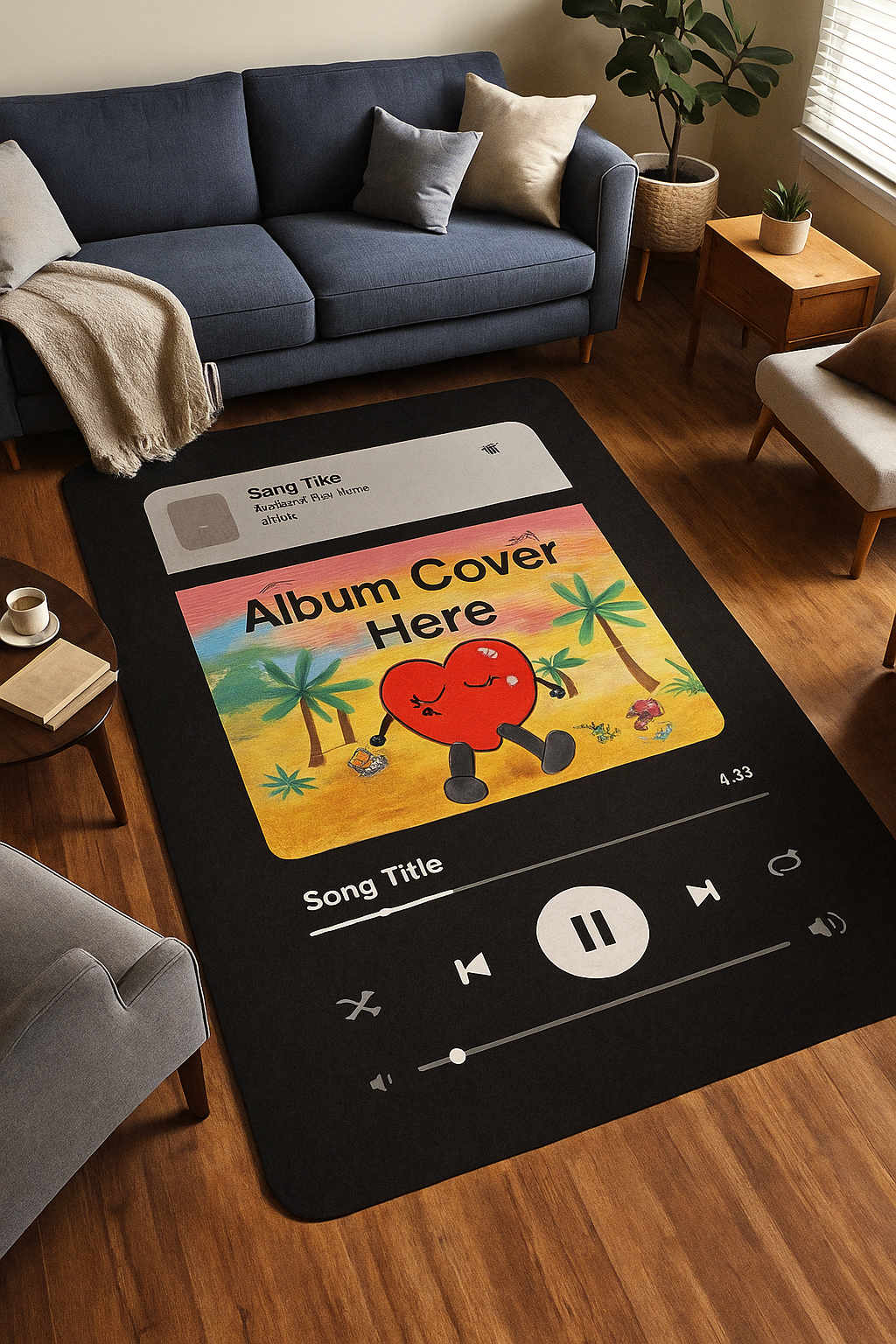 Custom Spotify Music Rug – Personalized Album Cover Carpet, Unique Gift for Music Lovers, Modern Bedroom or Studio Decor