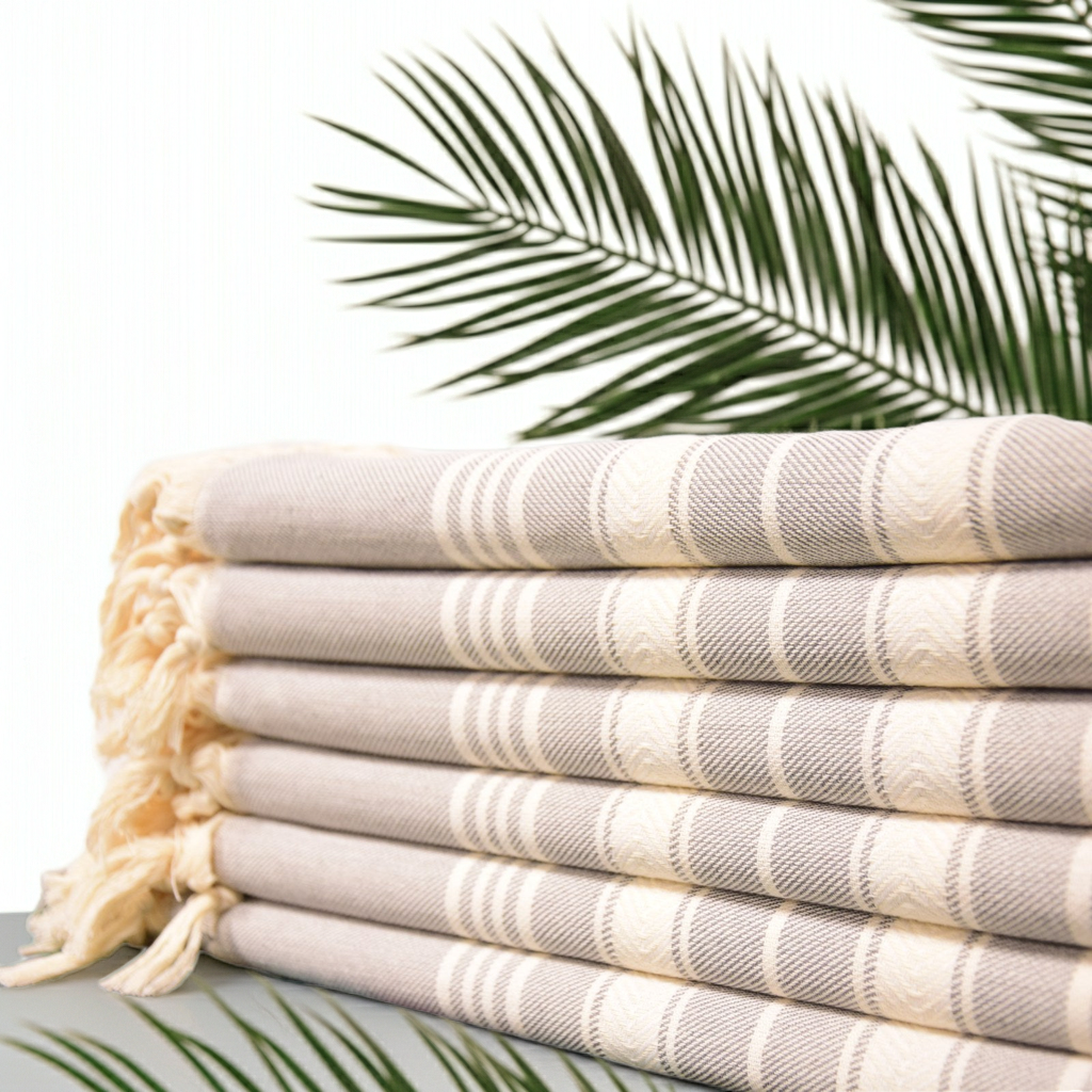 Gray Striped Turkish Towel – Handmade Cotton Bath & Spa Towel, Personalized Gift for Her, Bridesmaid Gift, Modern Home Decor Accent