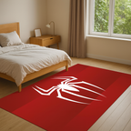 Red Superhero Spider Rug – Cool Kids Room Carpet, Comic Style Gaming and Bedroom Decor