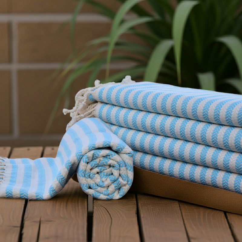 Turquoise Striped Turkish Towel – 100% Cotton Hammam Towel, Soft Spa & Bath Towel, Personalized Bridesmaid Gift, Bachelorette Party Favor, Summer Beach Decor