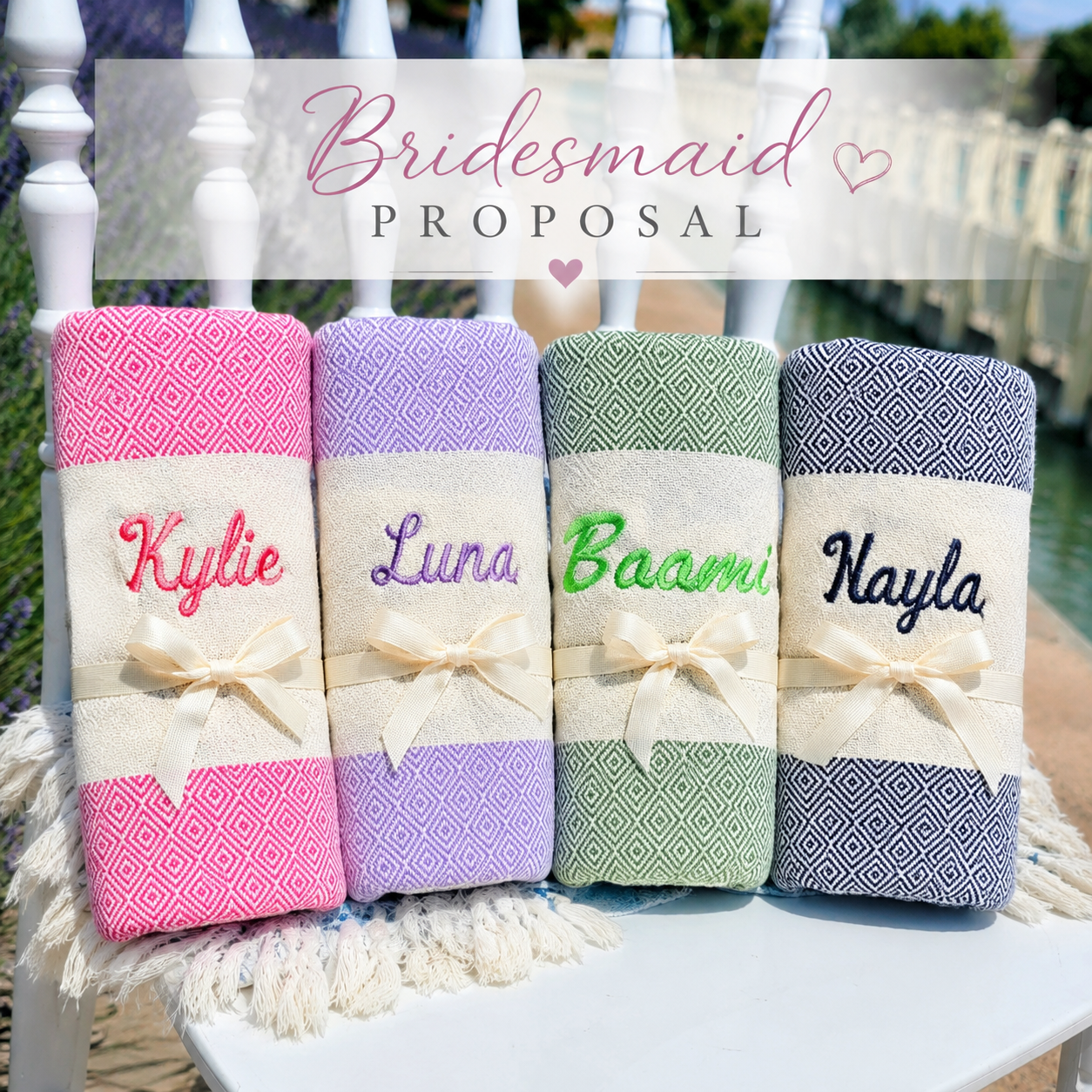 Bridesmaid Proposal Towel Set of 4 — Boxed Personalized Gift