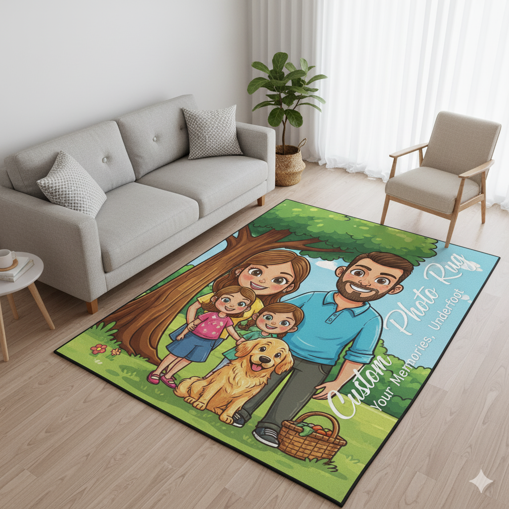 Custom Photo Rug – Personalized Printed Carpet for Living Room, Custom Area Rug with Your Picture, Unique Home Decor Gift