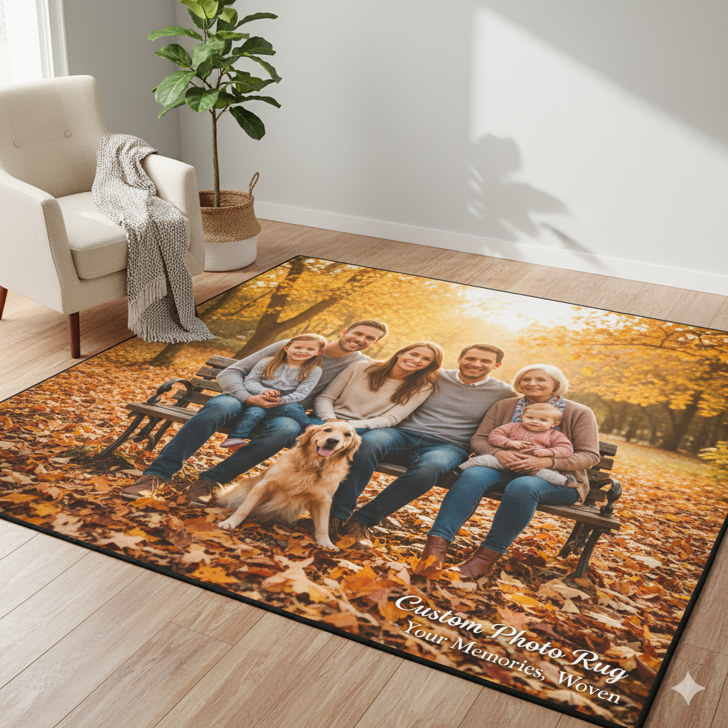 Custom Photo Rug – Personalized Printed Carpet for Living Room, Custom Area Rug with Your Picture, Unique Home Decor Gift