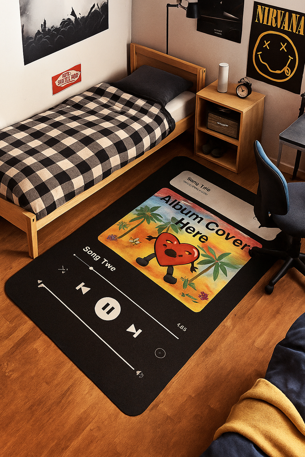 Custom Spotify Music Rug – Personalized Album Cover Carpet, Unique Gift for Music Lovers, Modern Bedroom or Studio Decor