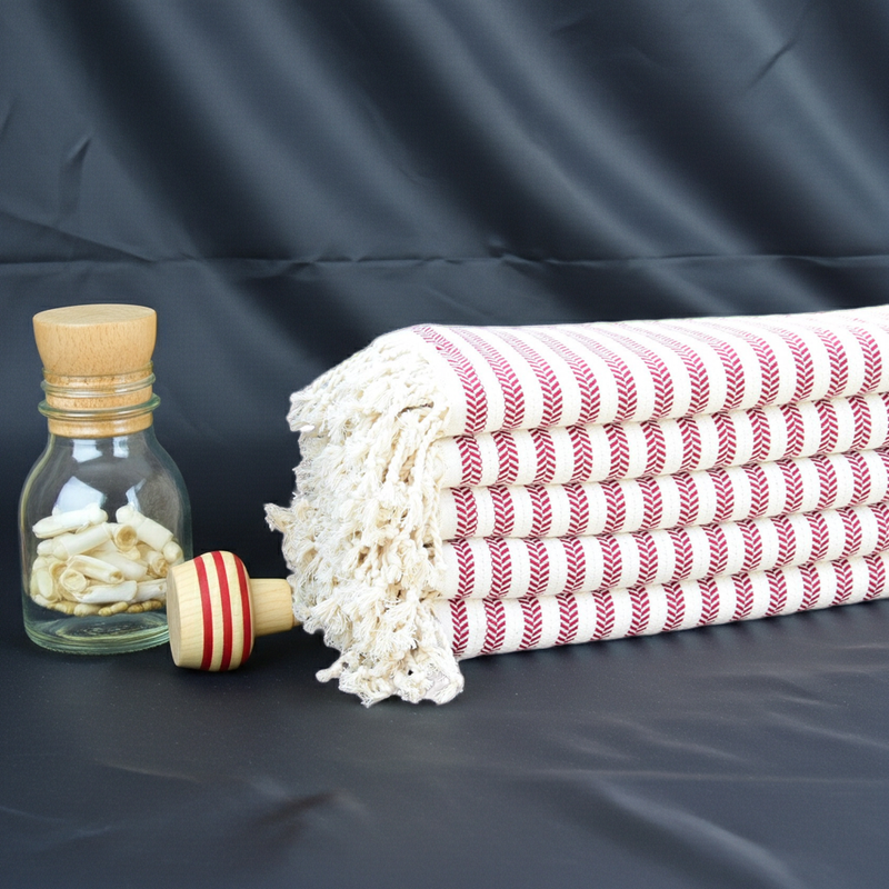 Red Striped Turkish Towel – 100% Cotton Hammam Towel, Soft Spa & Bath Towel, Personalized Bridesmaid Gift, Bachelorette Party Favor, Home Decor
