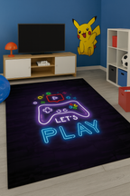 Let’s Play Neon Rug – Gamer Room Carpet with LED Style Controller Design