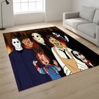 Horror Villains Area Rug – Custom Name Option, Modern Black Living Room Carpet