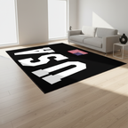 USA Flag Area Rug – Bold Black Modern American Decor