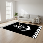 Personalized Anchor Rug – Custom Boat Name Nautical Area Rug, Black and White Maritime Decor