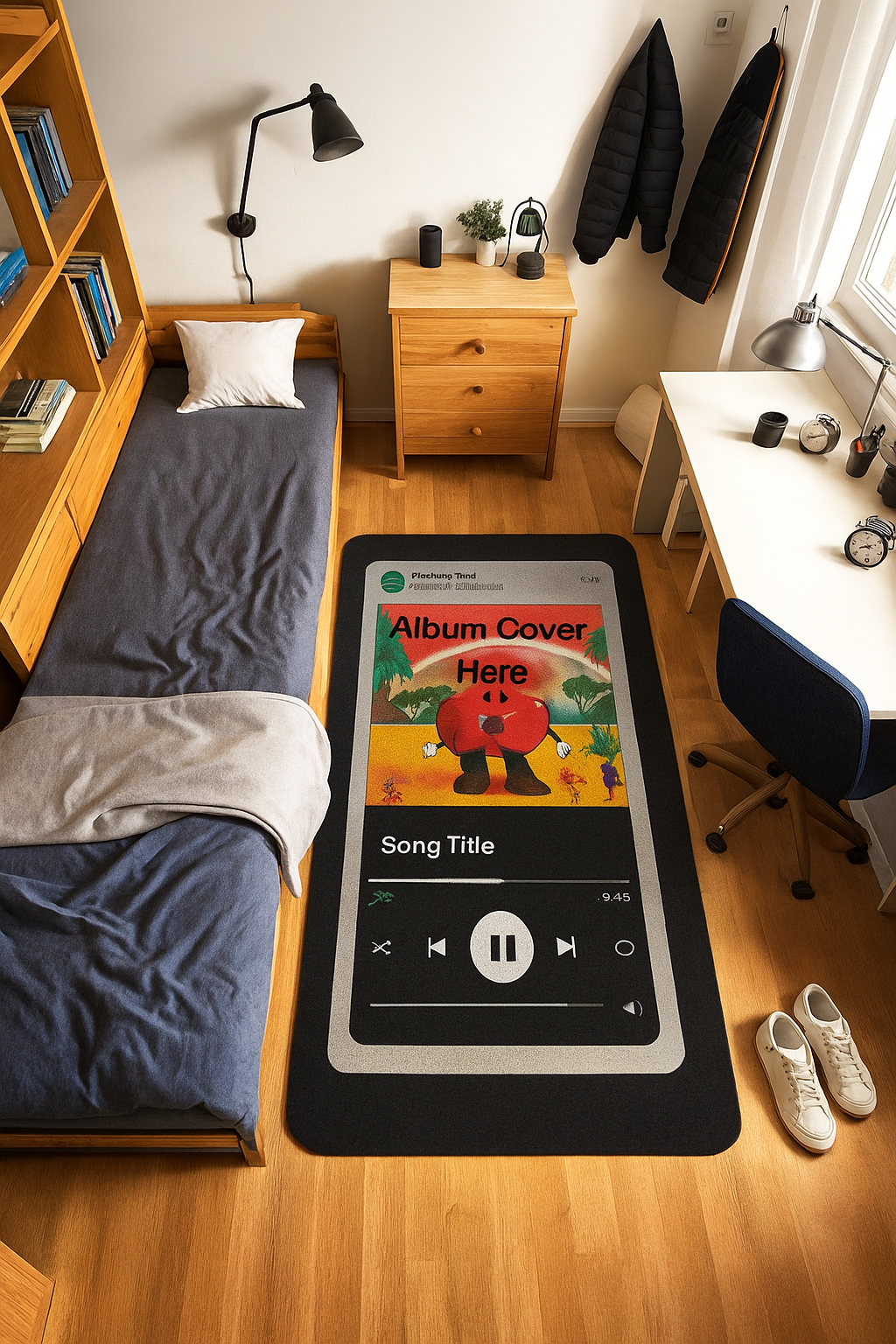 Custom Spotify Music Rug – Personalized Album Cover Carpet, Unique Gift for Music Lovers, Modern Bedroom or Studio Decor