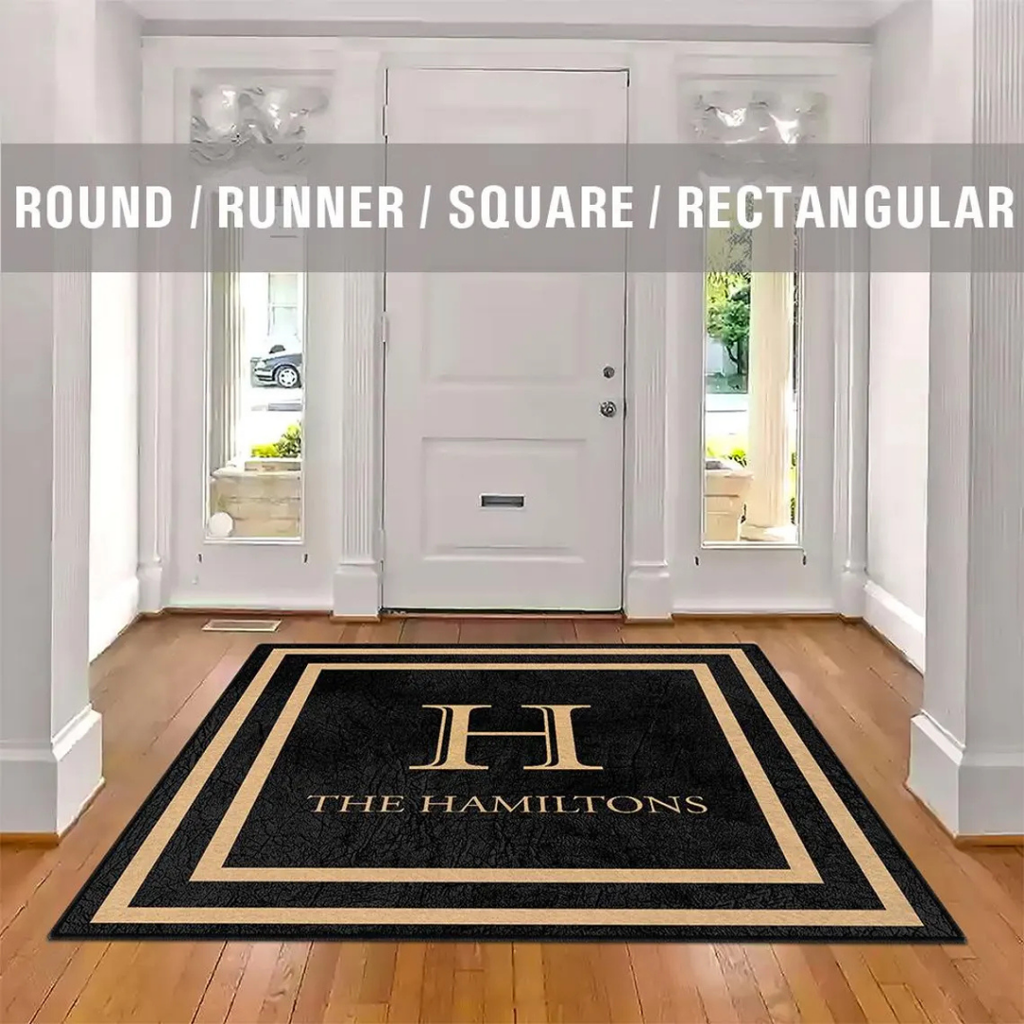 Custom Family Rug – Personalized Area Rug with Family Name, Custom Printed Carpet, Unique Home Decor Gift