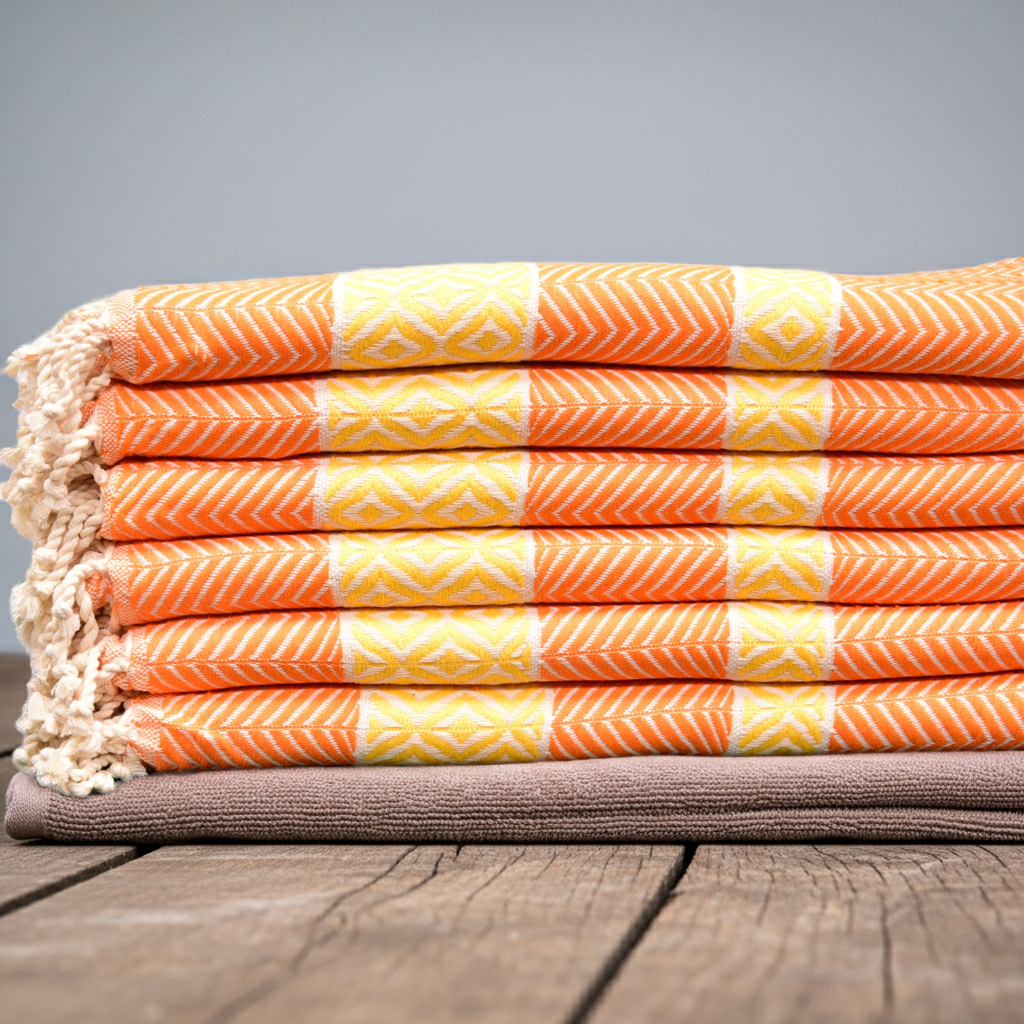Orange & Yellow Turkish Towel – Handmade Cotton Bath and Spa Towel, Boho Chevron Design, Personalized Gift for Her, Bridesmaid or Bachelorette Favor