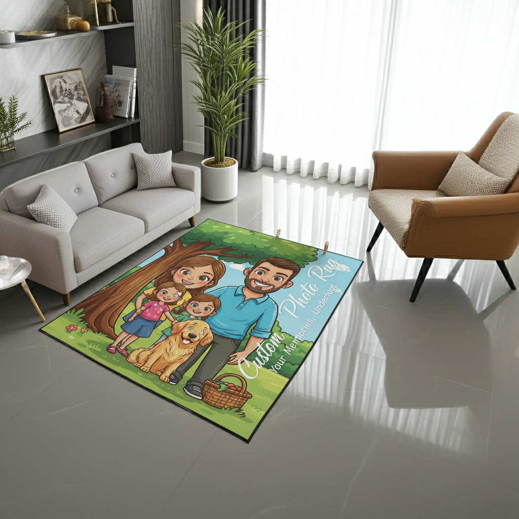 Custom Photo Rug – Personalized Printed Carpet for Living Room, Custom Area Rug with Your Picture, Unique Home Decor Gift