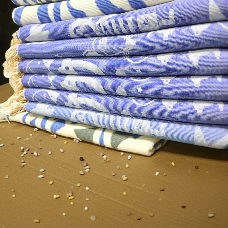 Blue Patterned Turkish Towel – Personalized Embroidered Gift for Her, Custom Cotton Bath & Spa Towel, Unique Bridesmaid or Home Gift