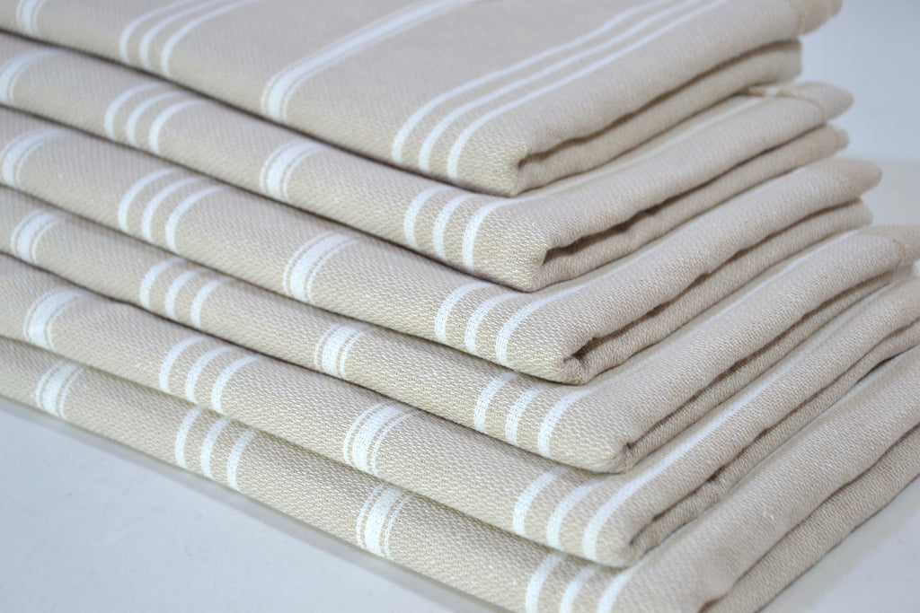 Colorful Turkish Cotton Towel Set – Handwoven Peshtemal with Stripes, Soft and Quick Dry Bath or Beach Towels