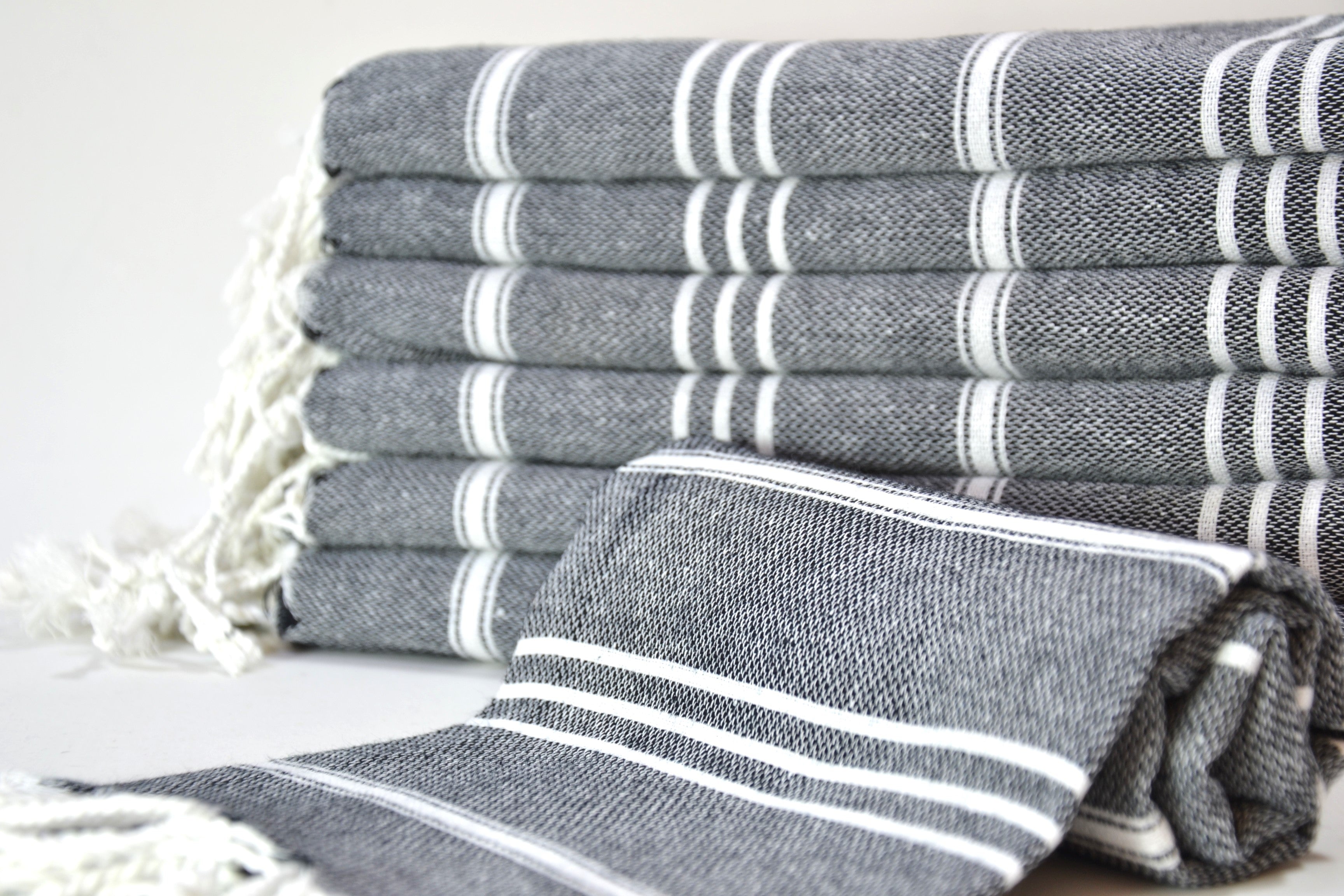 Colorful Turkish Cotton Towel Set – Handwoven Peshtemal with Stripes, Soft and Quick Dry Bath or Beach Towels