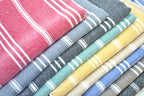 Colorful Turkish Cotton Towel Set – Handwoven Peshtemal with Stripes, Soft and Quick Dry Bath or Beach Towels