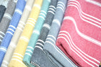 Colorful Turkish Cotton Towel Set – Handwoven Peshtemal with Stripes, Soft and Quick Dry Bath or Beach Towels
