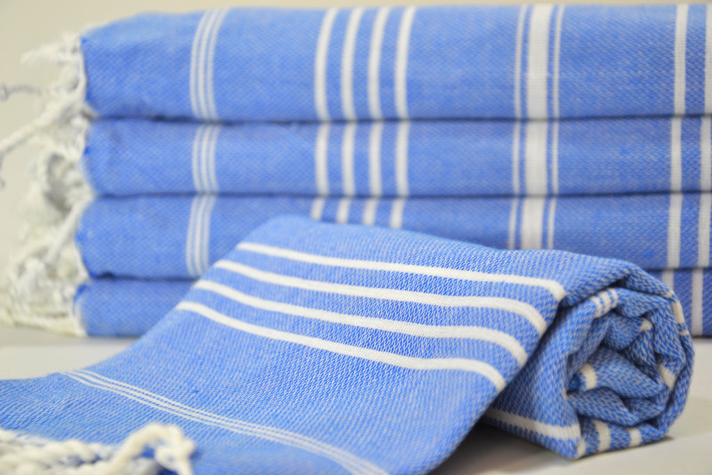 Colorful Turkish Cotton Towel Set – Handwoven Peshtemal with Stripes, Soft and Quick Dry Bath or Beach Towels