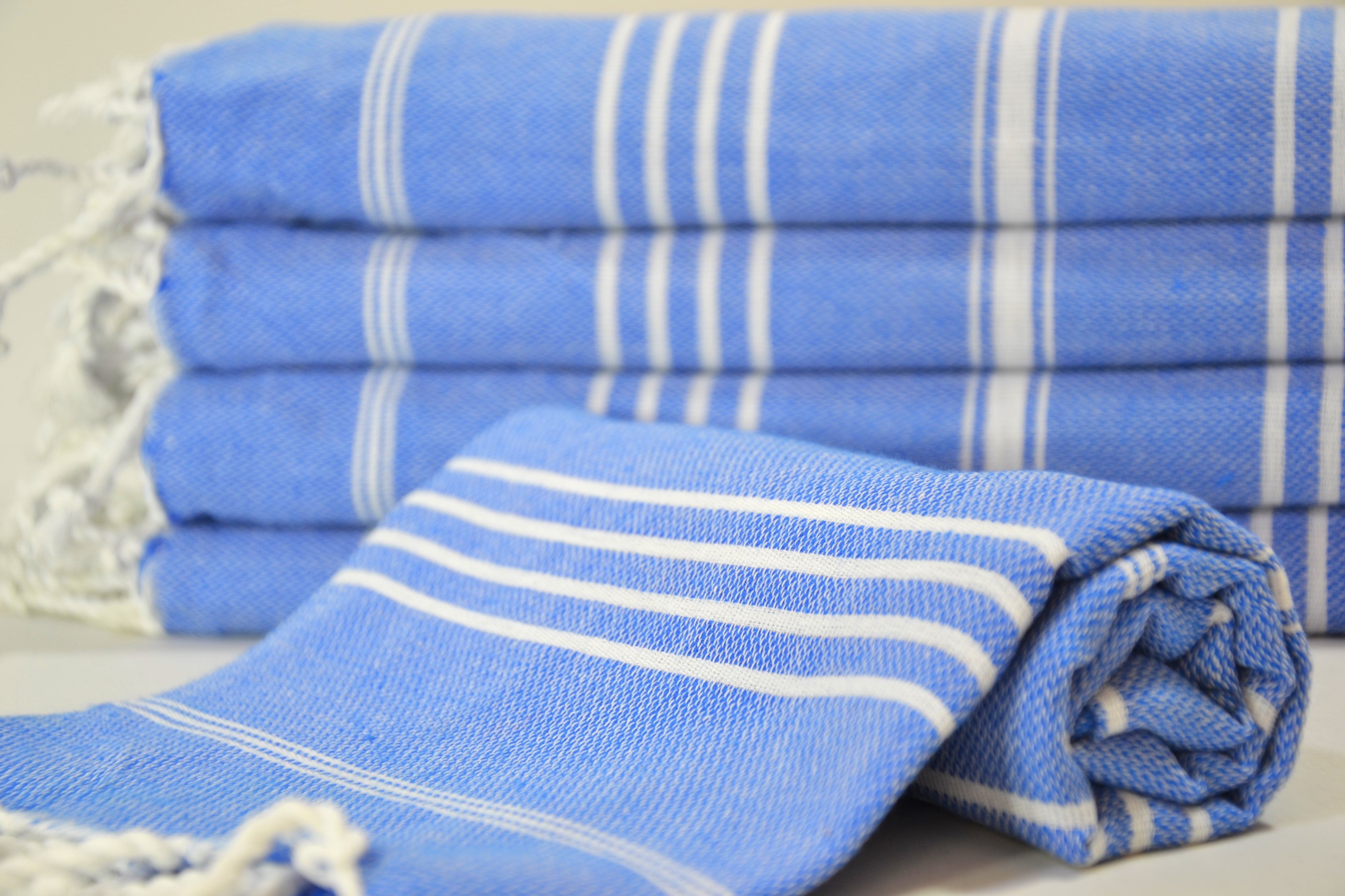 Colorful Turkish Cotton Towel Set – Handwoven Peshtemal with Stripes, Soft and Quick Dry Bath or Beach Towels