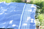 Blue and White Turkish Cotton Towel Set – Handwoven Peshtemal with Fringe