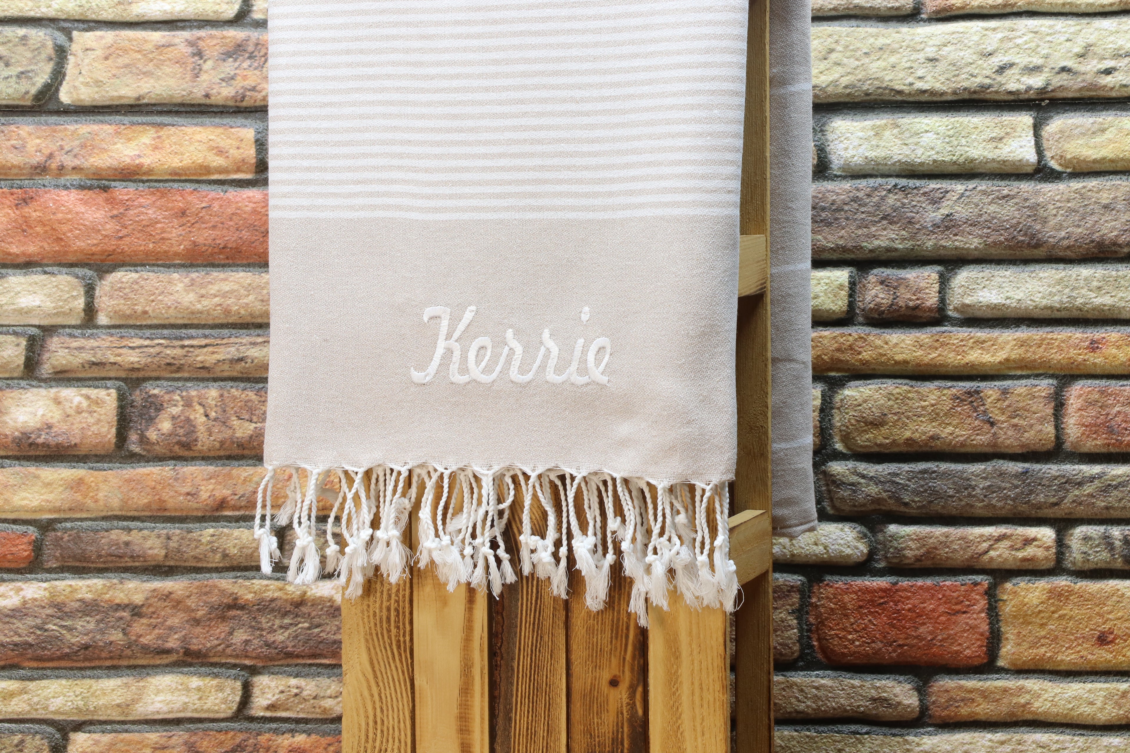 Personalized Turkish Towel – Custom Name Embroidered Peshtemal